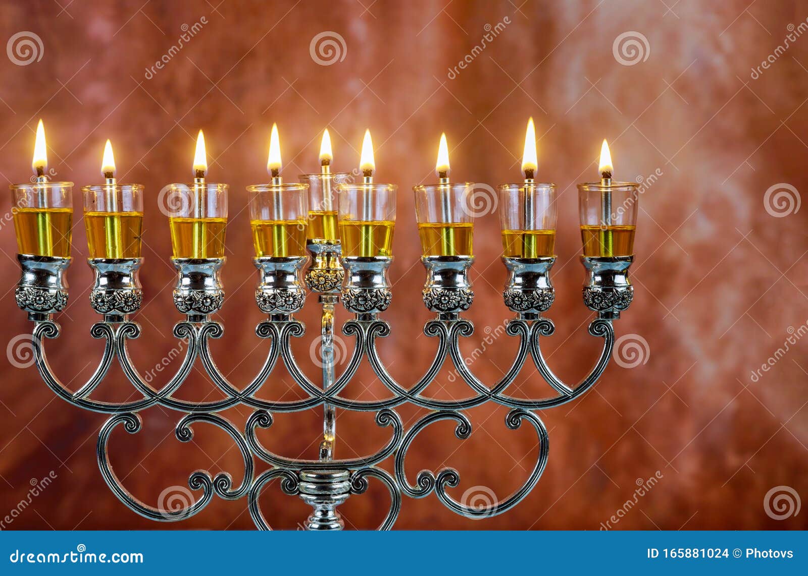 jewish holiday hanukkah with menorah traditional candelabra