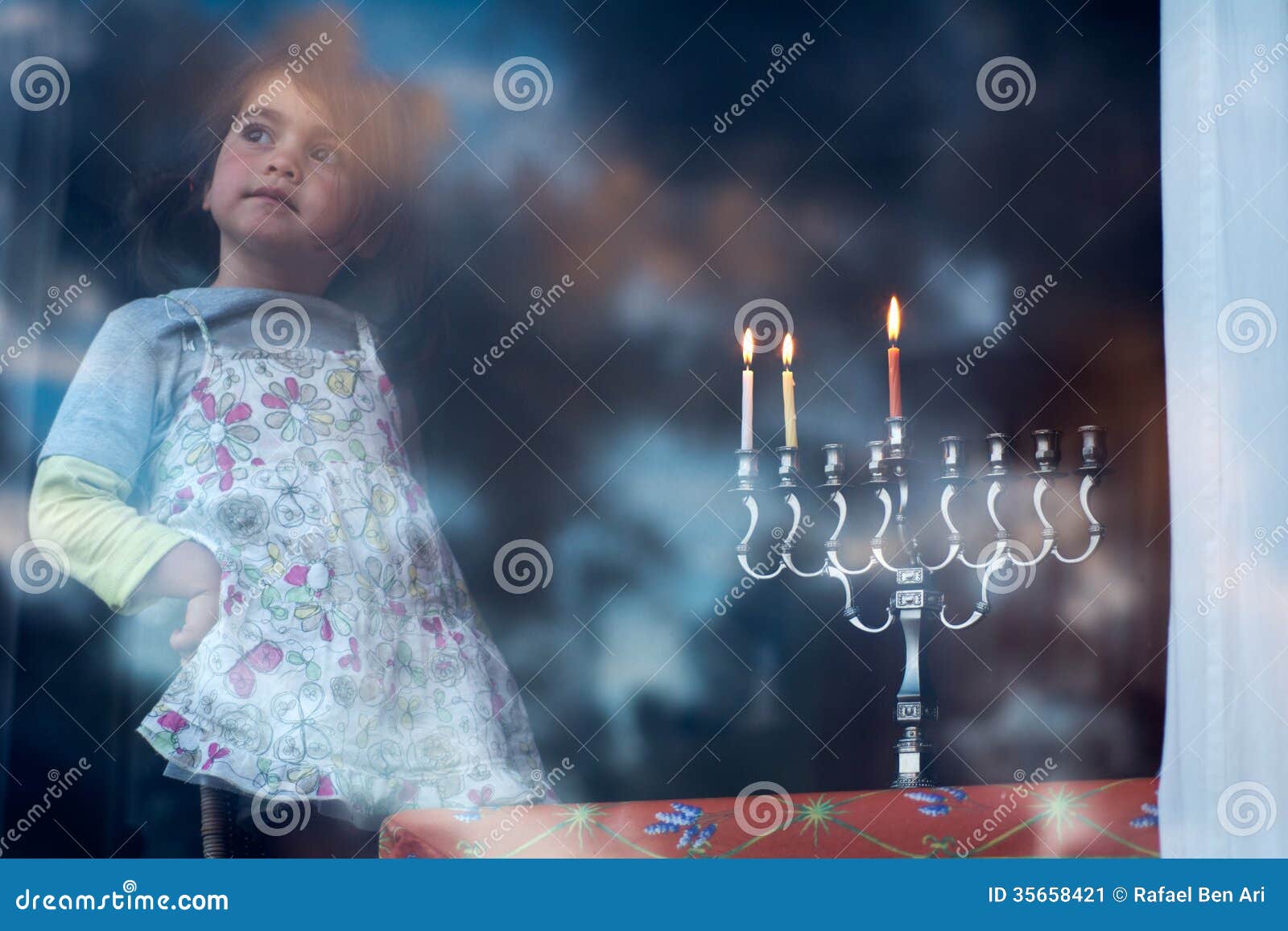 Hanukkah Menorah on the Second Day of Hanukkah Stock Image Image of