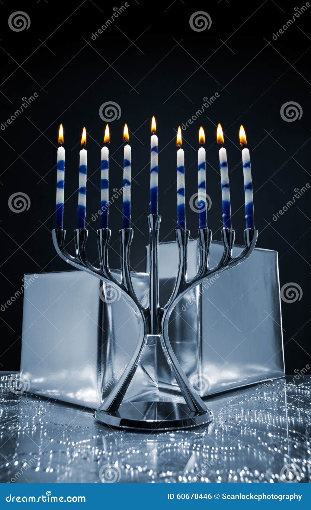 Hanukkah Menorah with Silver Boxes Stock Photo Image of hanukkah