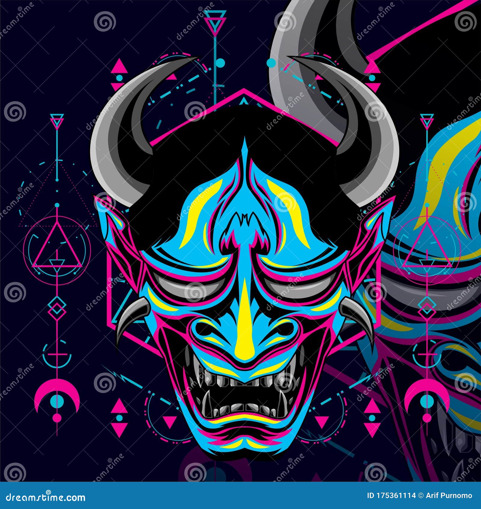 hanya shinigami oni  geometric pop colors