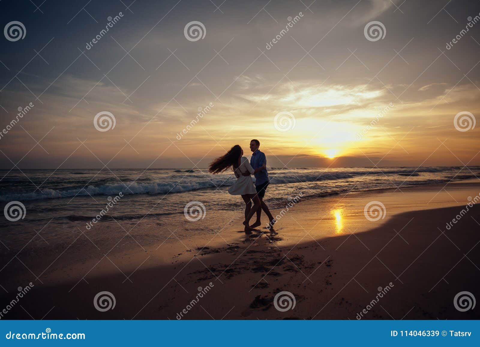 Happiness And Romantic Scene Of Love Couples Partners On Sunset At