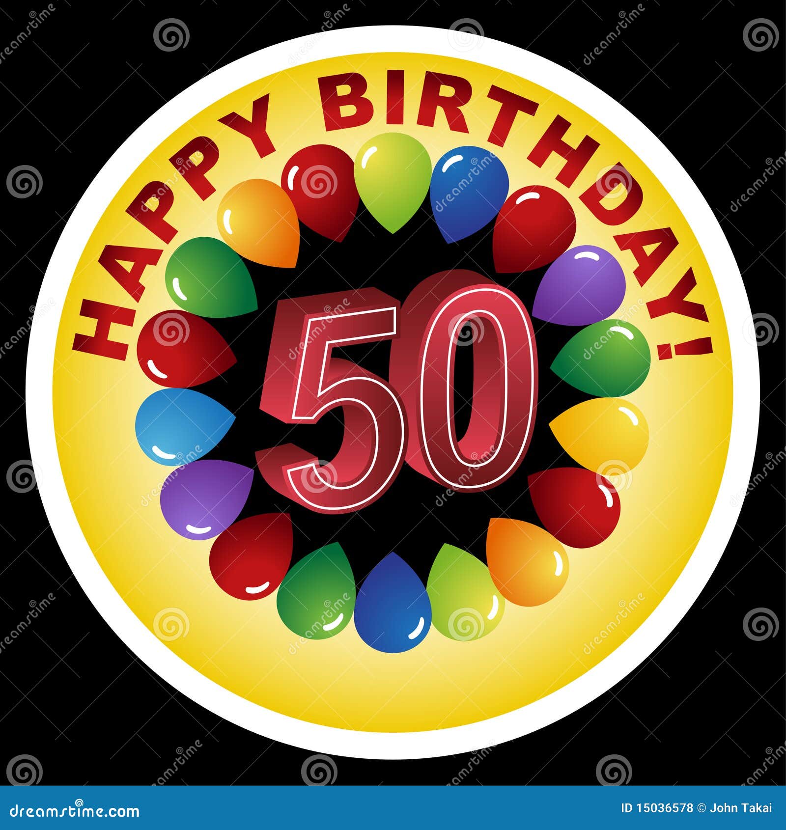 Happy 50th Birthday With Gold Balloons Greeting Card Background. Vector ...