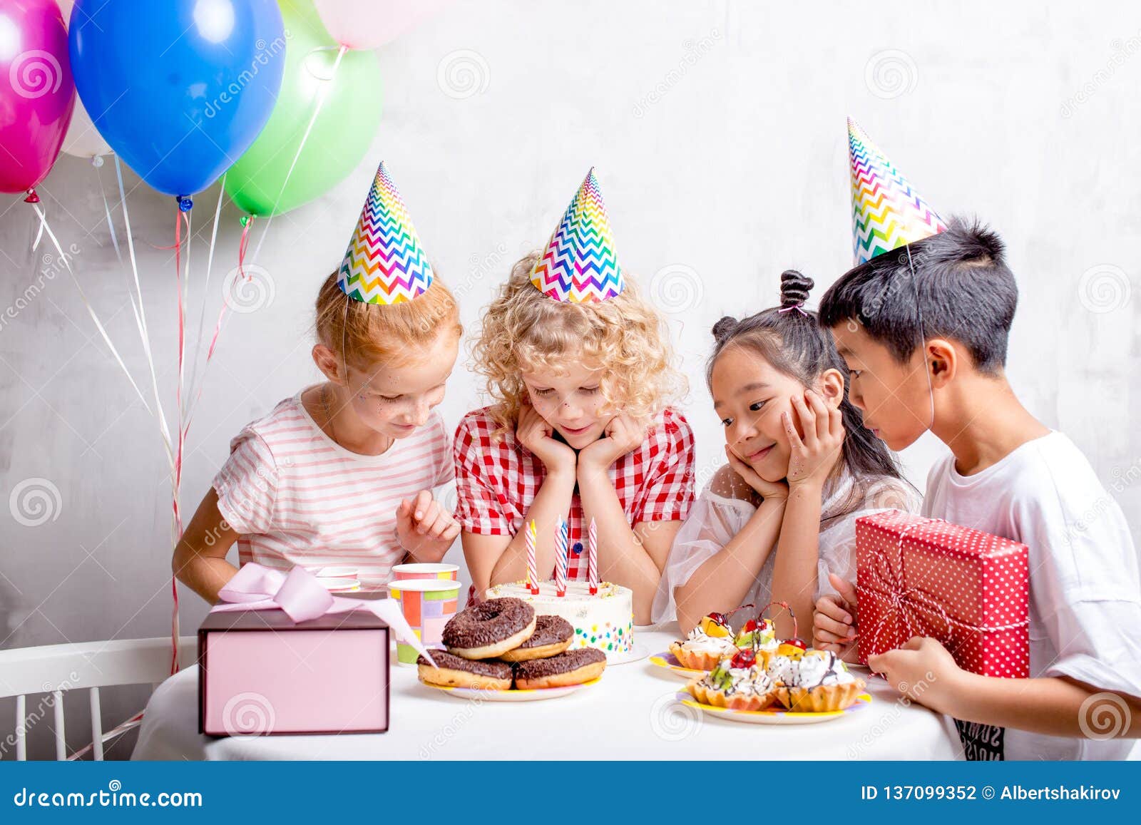 Happy Adorable Kids are Going To Eat Cake Stock Photo - Image of