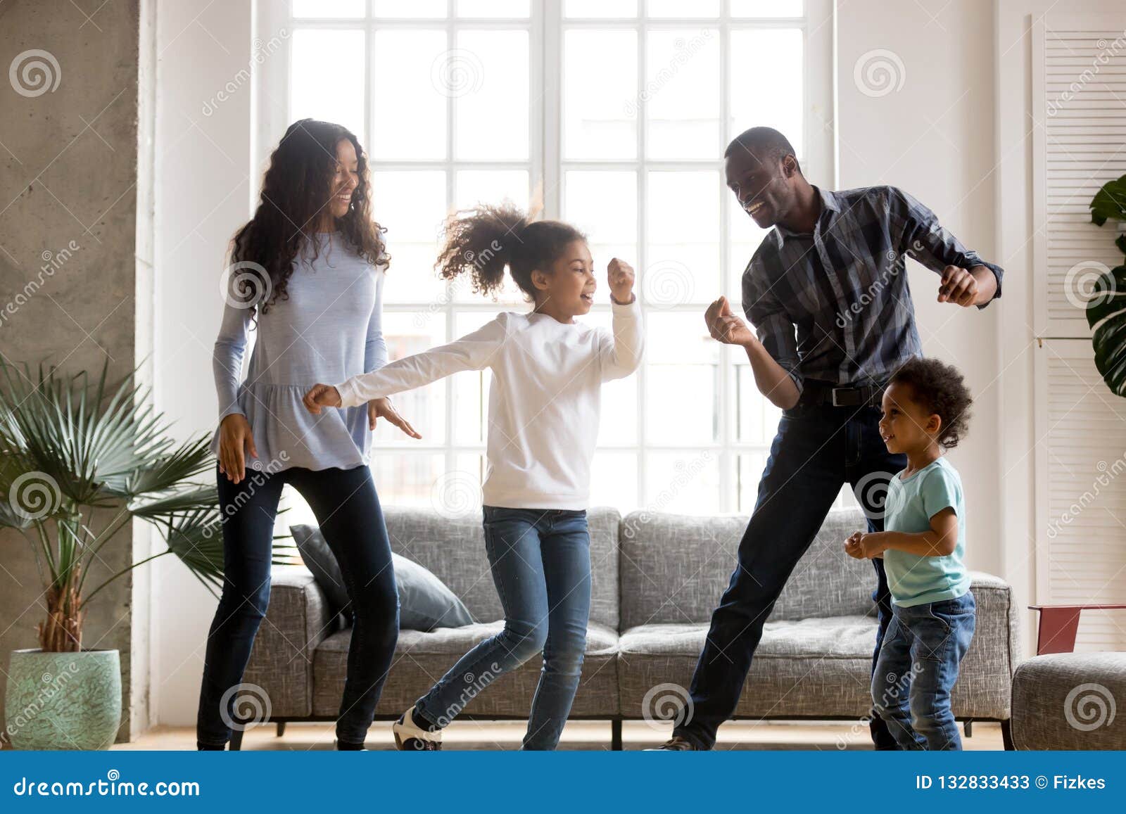 happy african american having fun together indoors