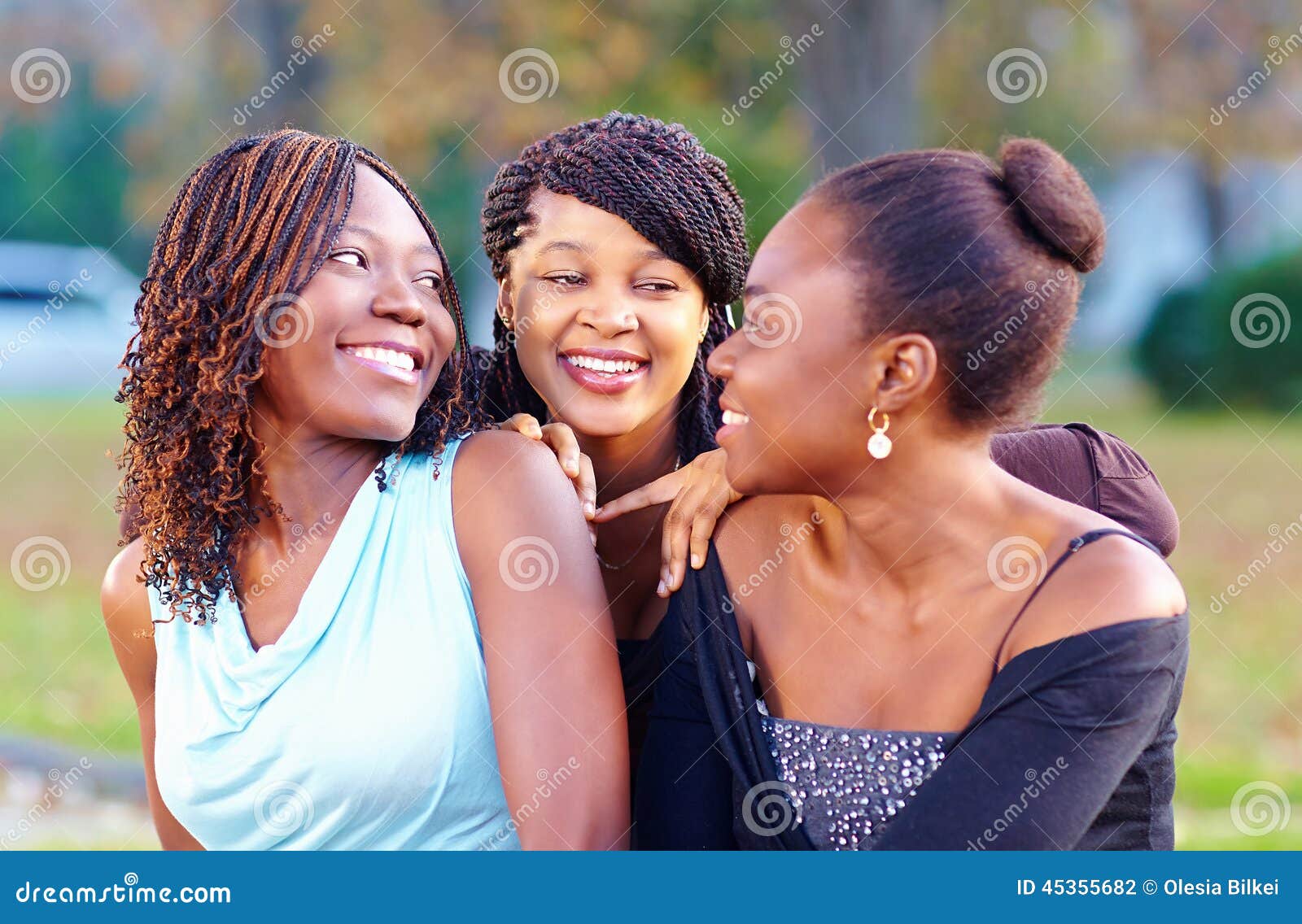 Happy African Friends Having Fun Outdoors Stock Photo Image of