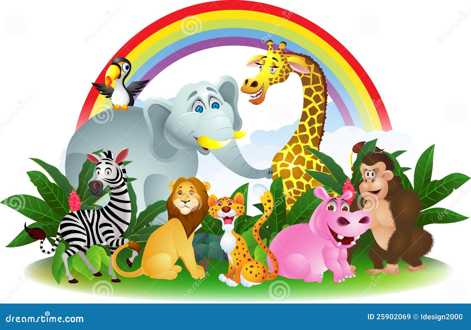 Happy animal cartoon stock illustration. Illustration of gorilla - 25902069