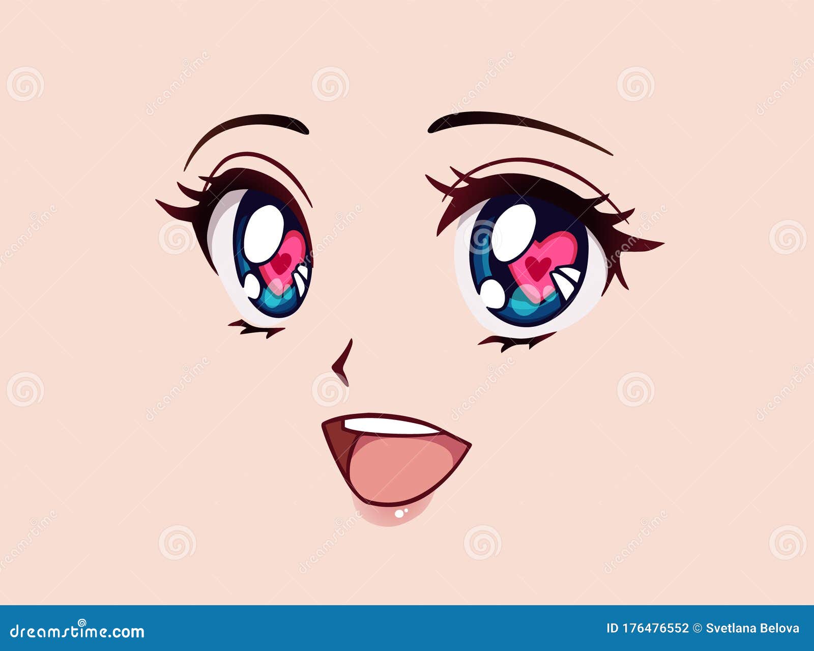 Happy anime face manga style closed eyes Vector Image