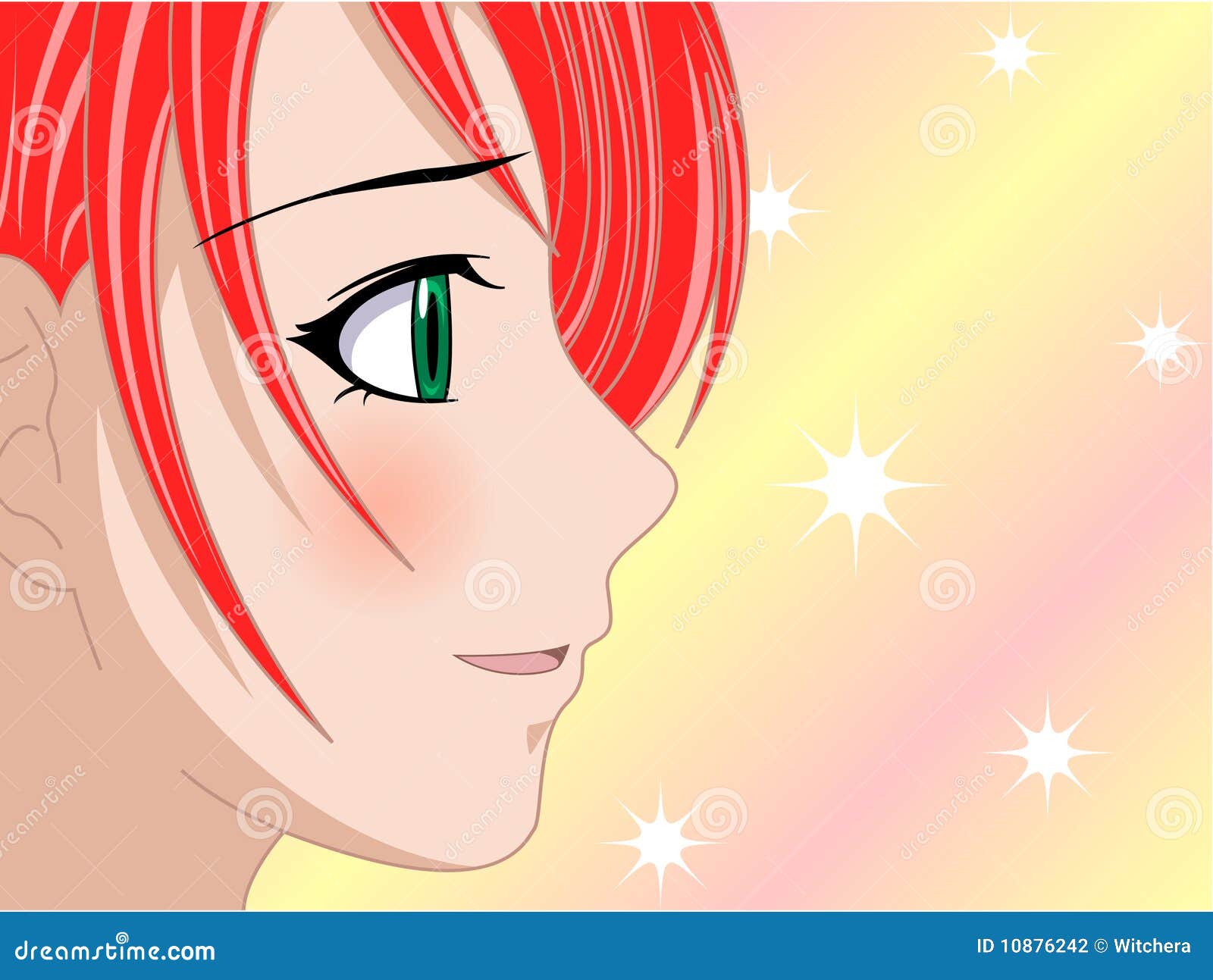 Happy Anime Face. Manga Style Big Blue Eyes Stock Vector - Illustration of  funny, female: 178755892