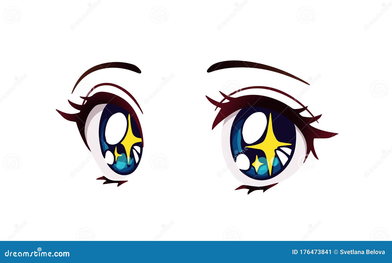 Happy Anime Style Big Blue Eyes Stock Vector Royalty Free 1650698020   Shutterstock