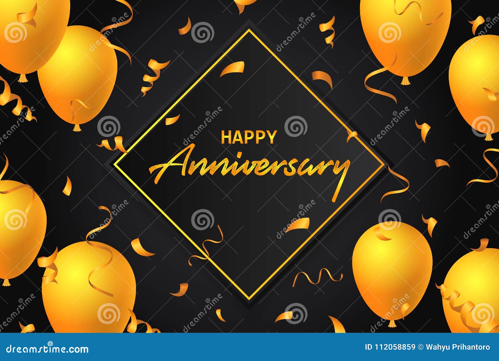 Happy Anniversary Balloons Typography Banner Background Illustration Poster  Design Template Birthday Celebration for Greeting Card Stock Vector -  Illustration of happiness, isolated: 112058859