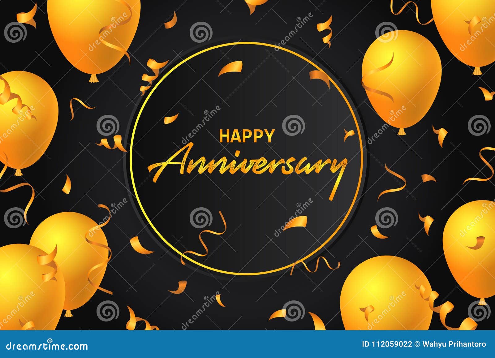 Happy Anniversary Balloons Typography Banner Background Illustration Poster  Design Template Birthday Celebration for Greeting Card Stock Vector -  Illustration of confetti, gift: 112059022