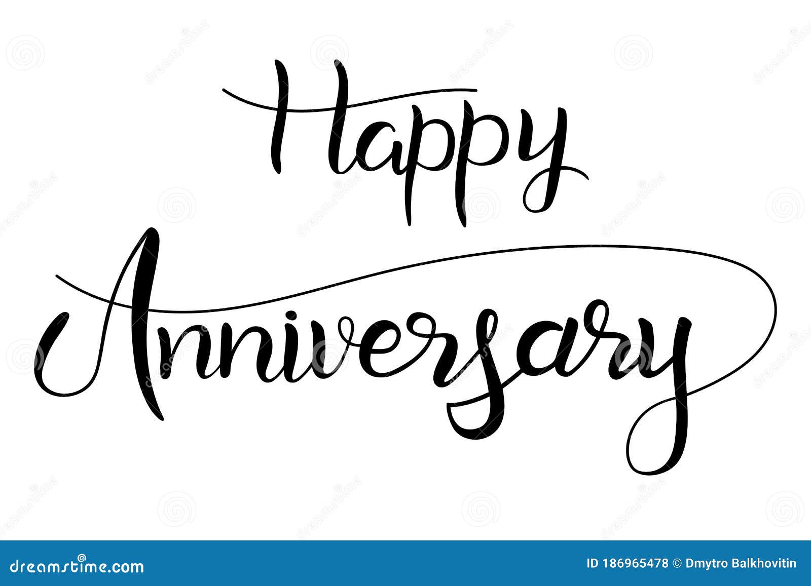 Happy Anniversary Brush Hand Lettering Text Isolated Vector ...