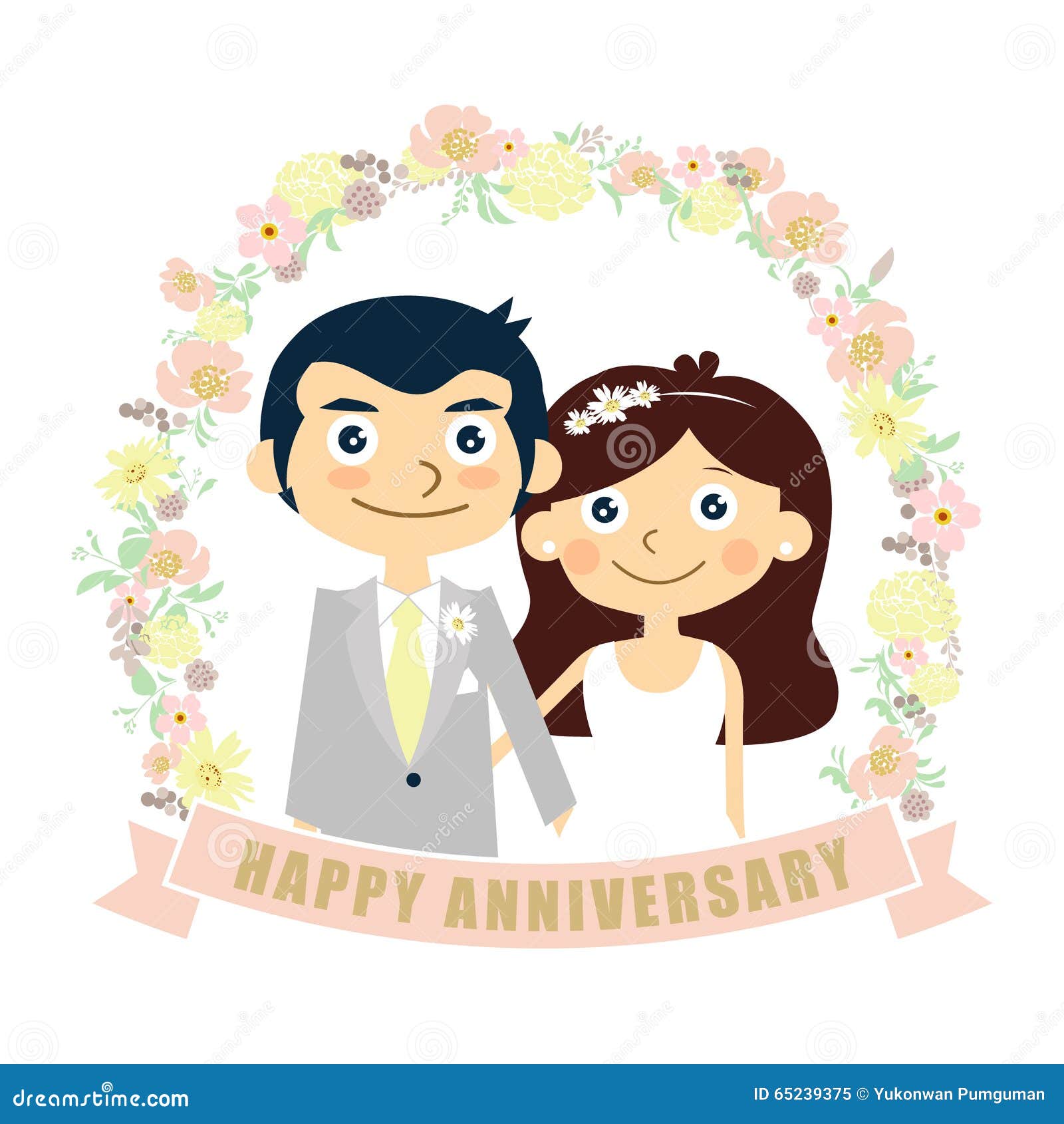  Happy  Anniversary  Card  Couple Wedding  Vector  Stock 