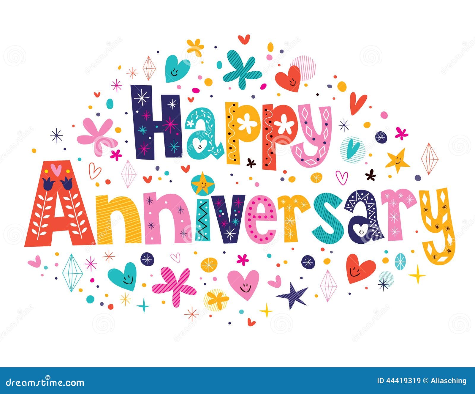 Happy Anniversary stock vector. Illustration of decorative - 44419319