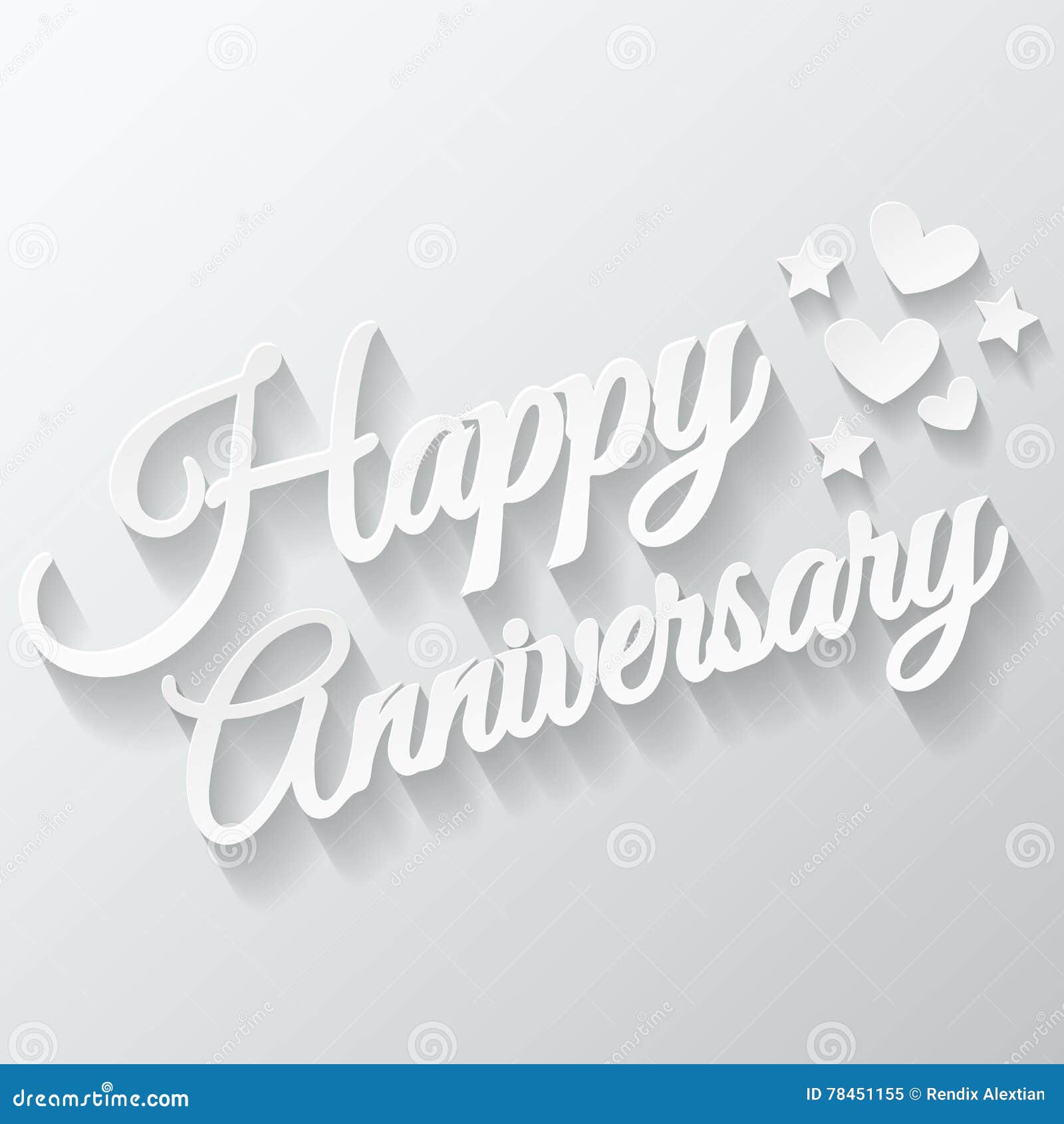 Happy Anniversary Greeting Card Paper Cut Stock Vector Illustration