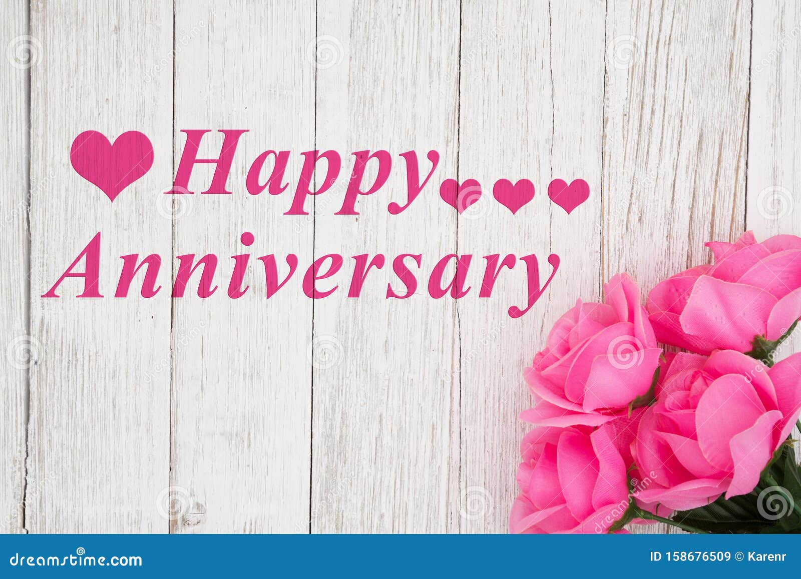Happy Anniversary Greeting with Roses Stock Image - Image of ...