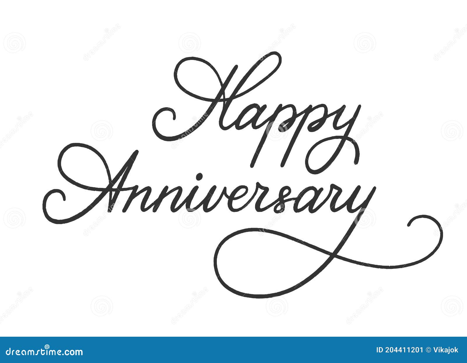 Happy Anniversary Lettering For Greeting Card Hand Drawn Phrase For