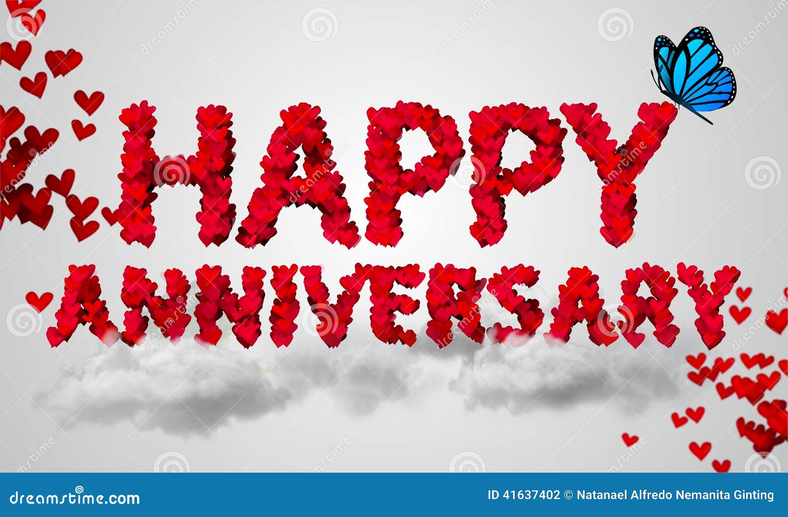 Happy Anniversary Red Heart Shape 3D Stock Illustration ...