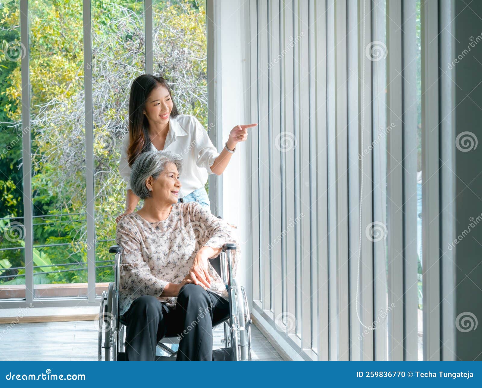 Happy Asian Elderly Woman, Mother Or Grandparents On Wheelchair Taking ...