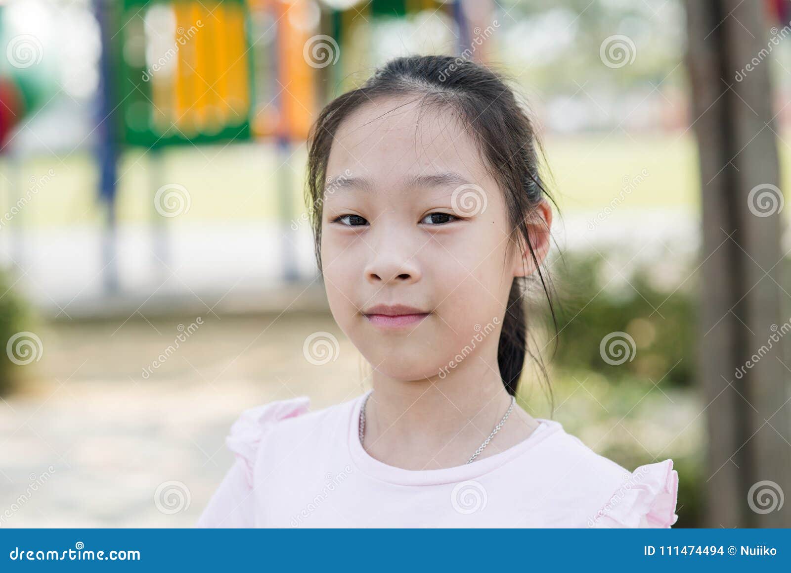 Happy Asian Girl at Playground Outdoor. Stock Photo - Image of ...