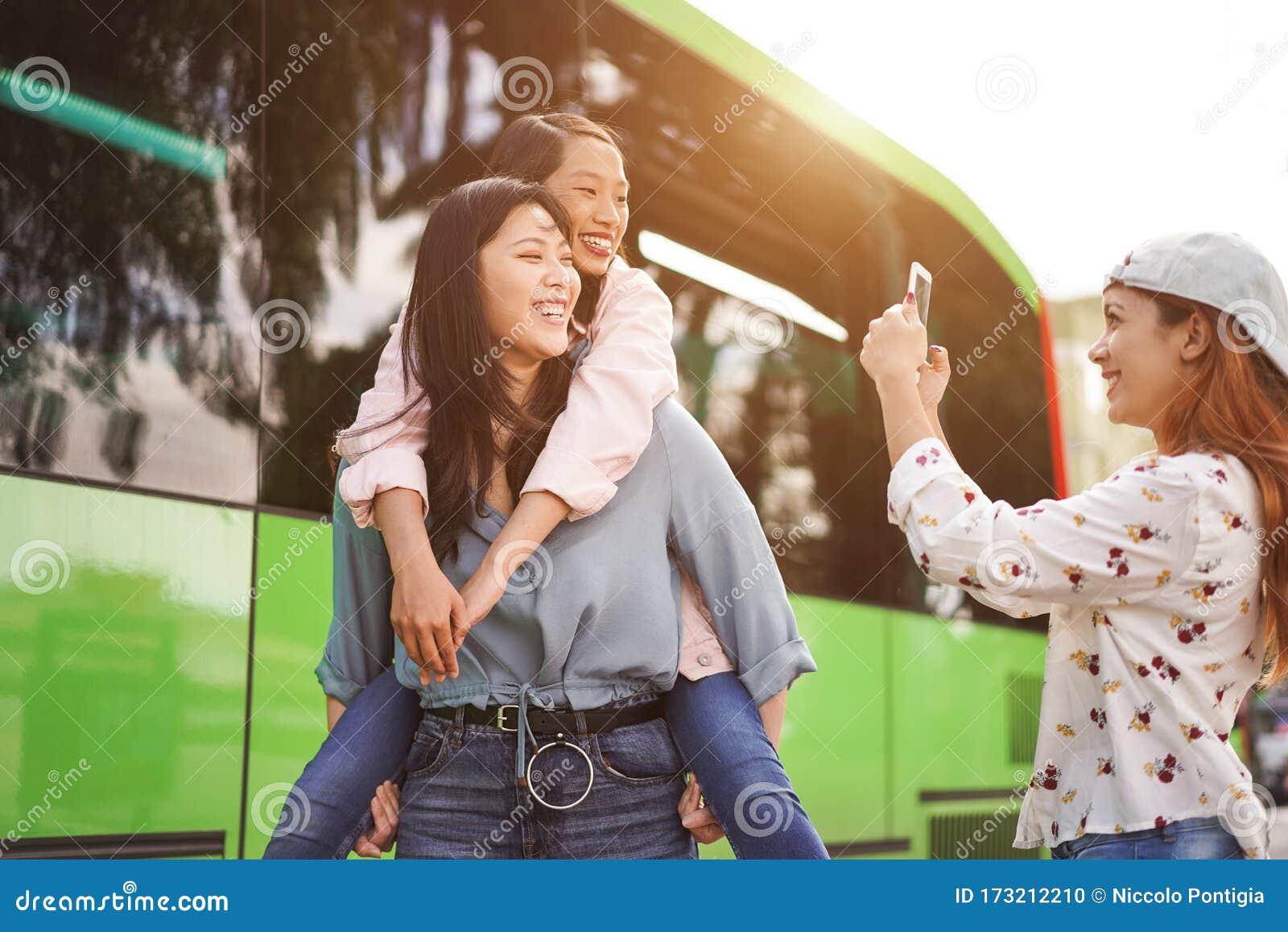 Asian Girls On Bus