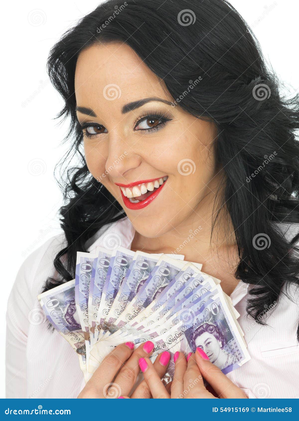 Happy Attractive Wealthy Young Woman Holding Money Stock Image