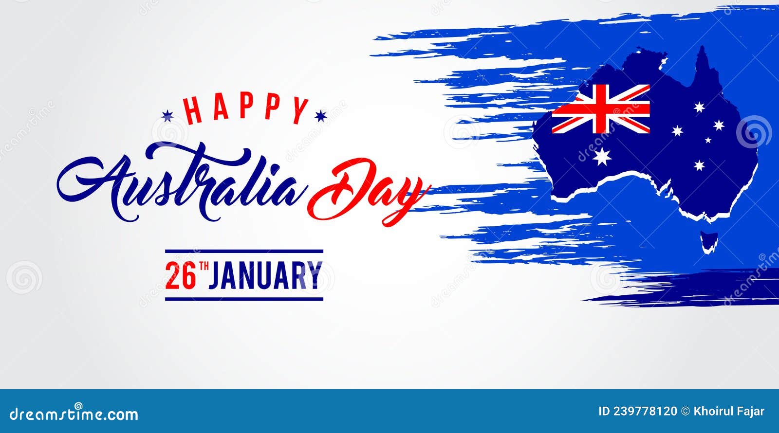 Happy Australia Day Lettering, Calligraphy. Map of Australia with Flag