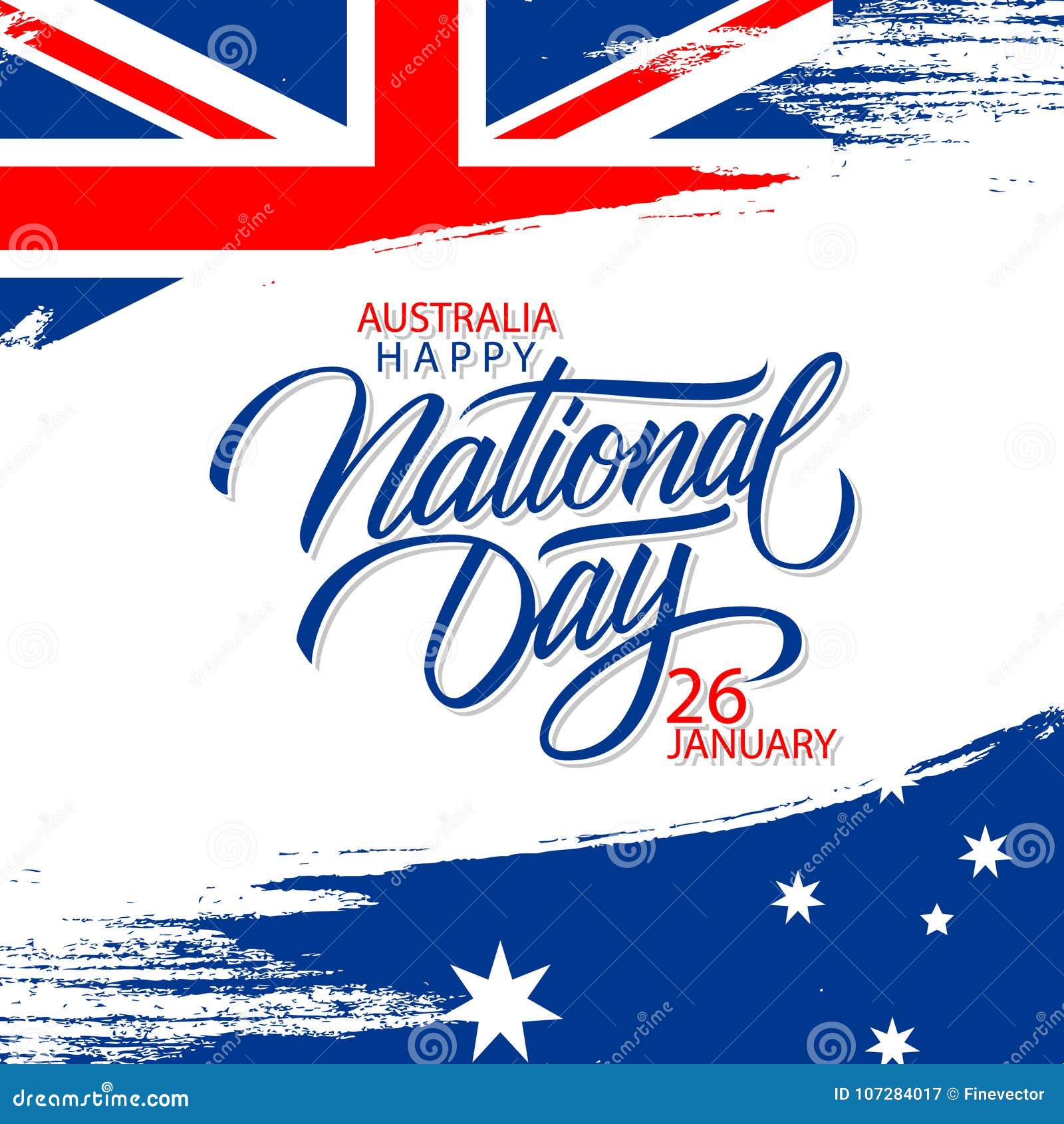 Envision Utallige enorm Happy Australia National Day, January 26 Greeting Card with Hand Lettering  Holiday Greetings and Brush Stroke. Stock Vector - Illustration of  festival, australia: 107284017