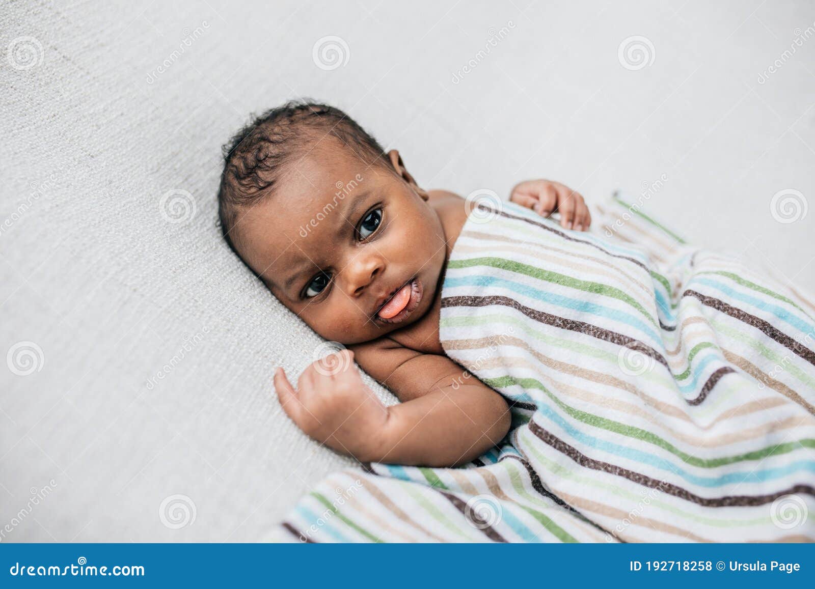 Happy Awake And Cute African American Newborn Baby Boy Stock Photo Image Of Adorable Human 192718258
