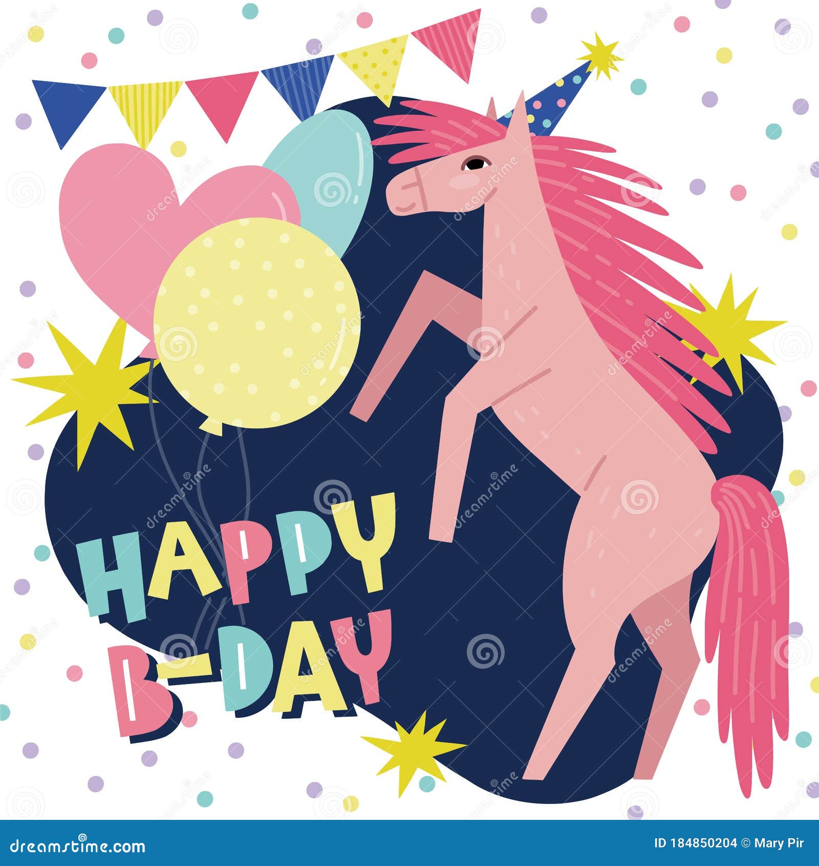 B-Day Wishes Vector Greeting Card Template Stock Vector - Illustration ...