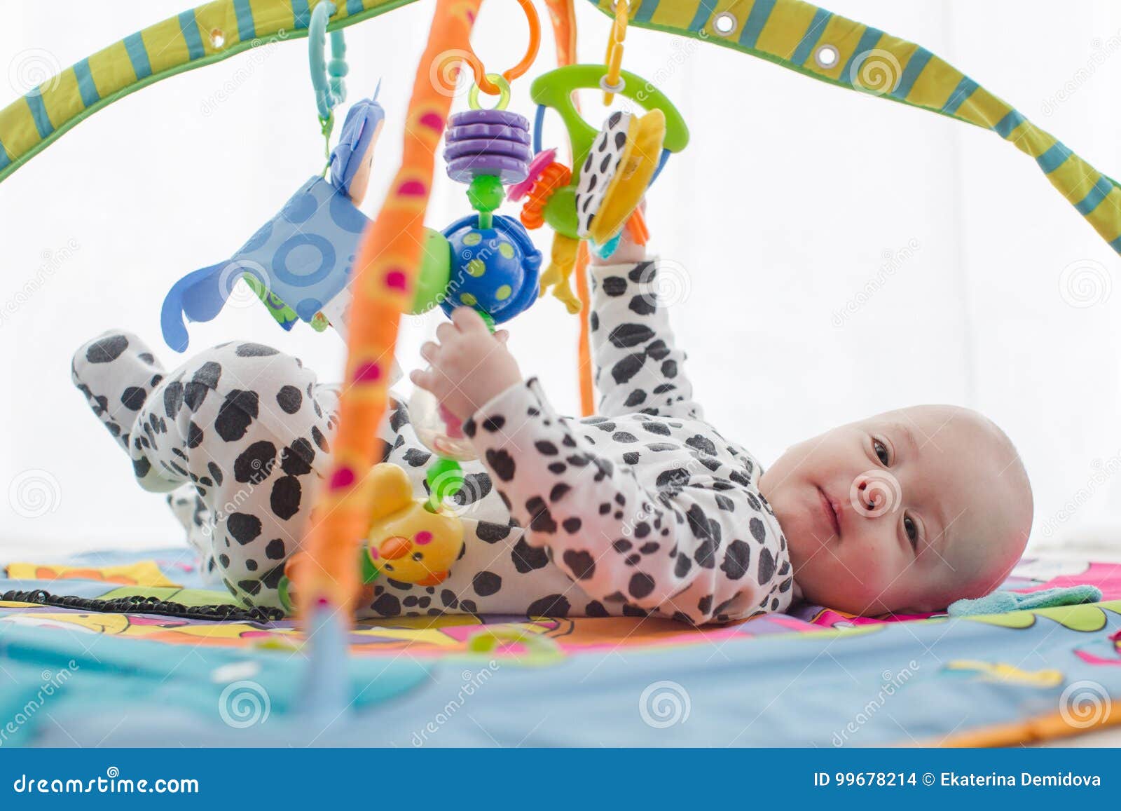 Happy Baby Boy Smiling On Playmat Stock Photo Image Of Laughing Back