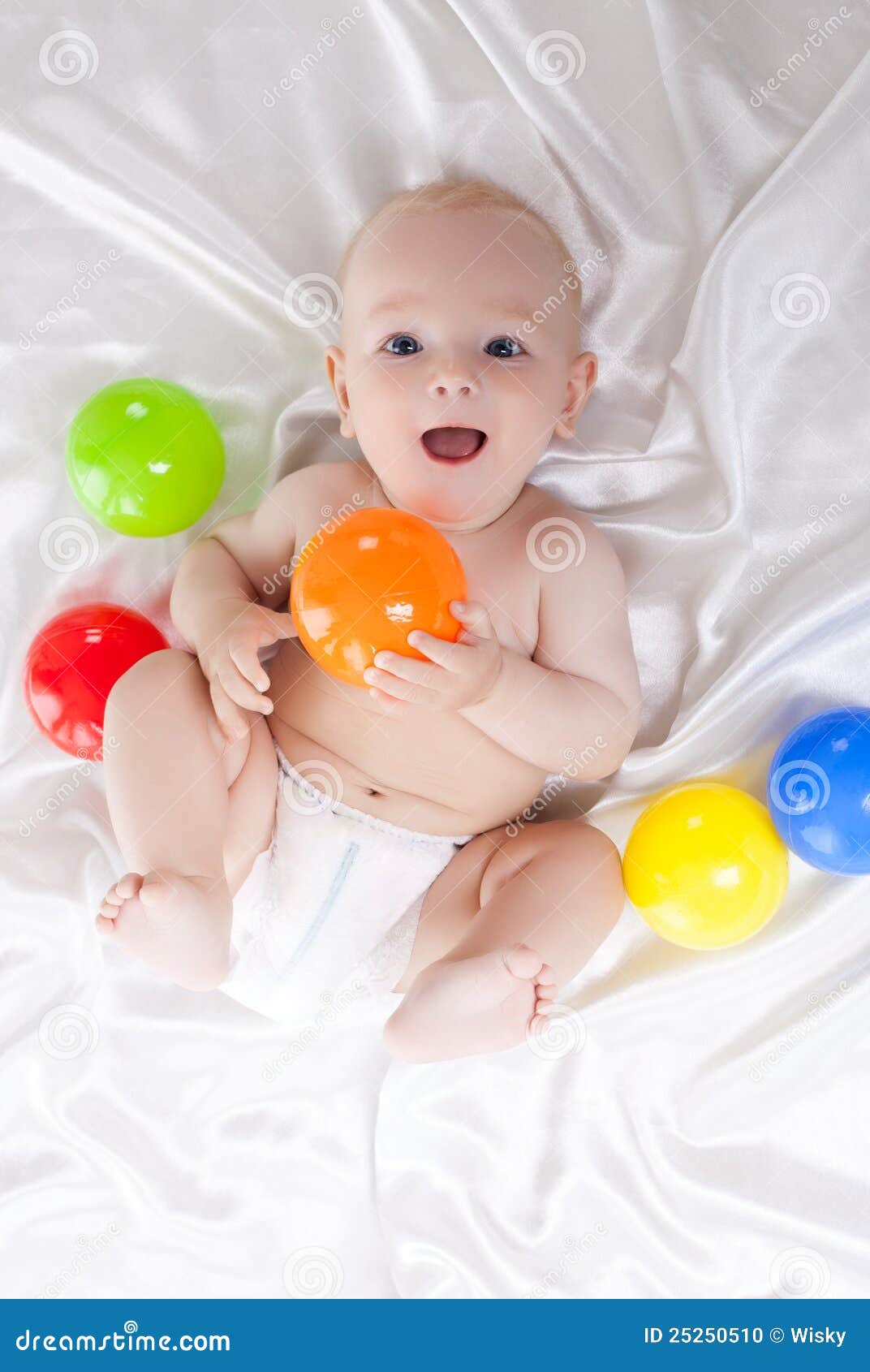 Happy Baby with Colored Balls Stock Photo Image of portrait, healthy