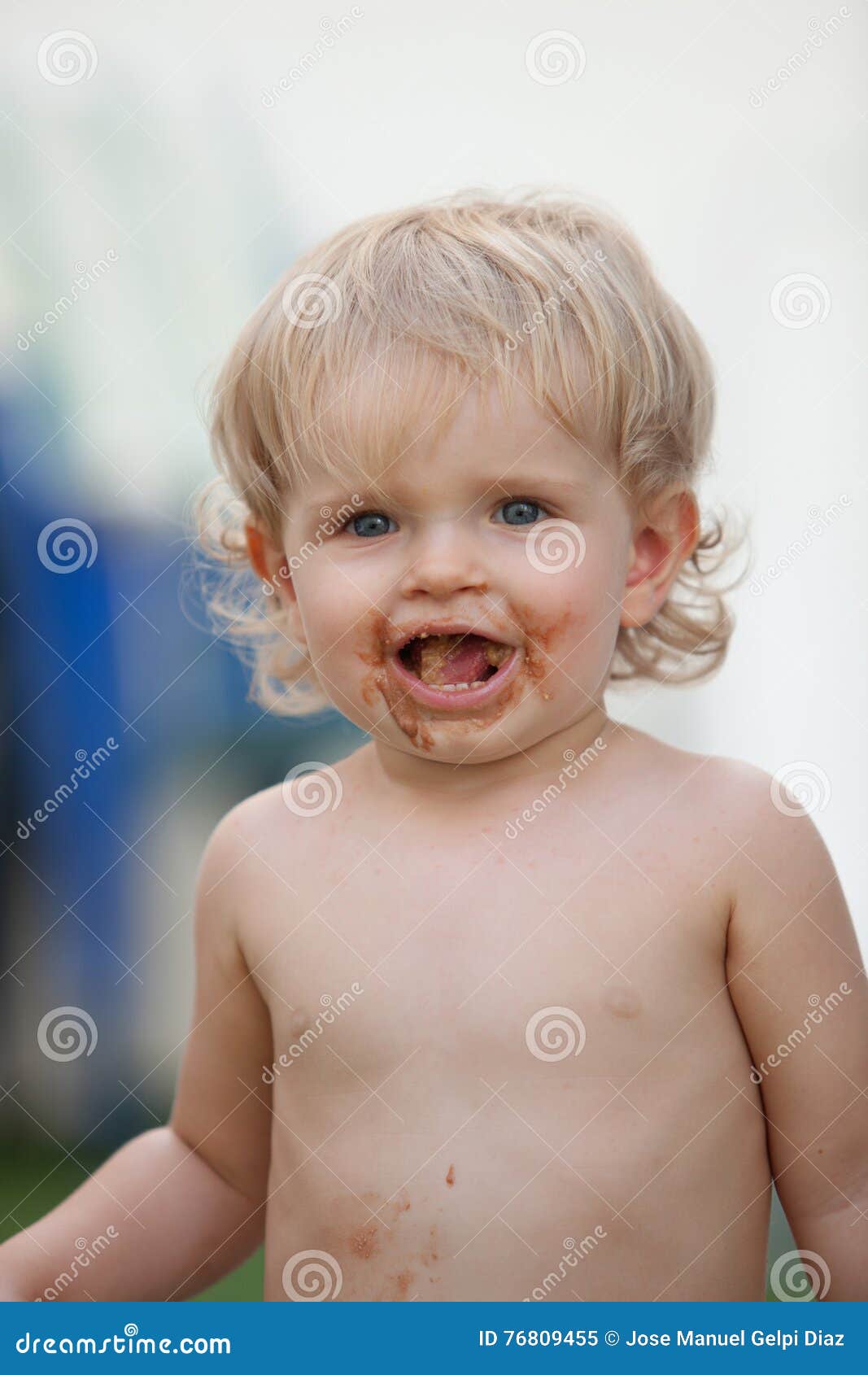 Happy Baby with a Dirty Face after Eat Chocolate Stock Image Image of happy, cake 76809455