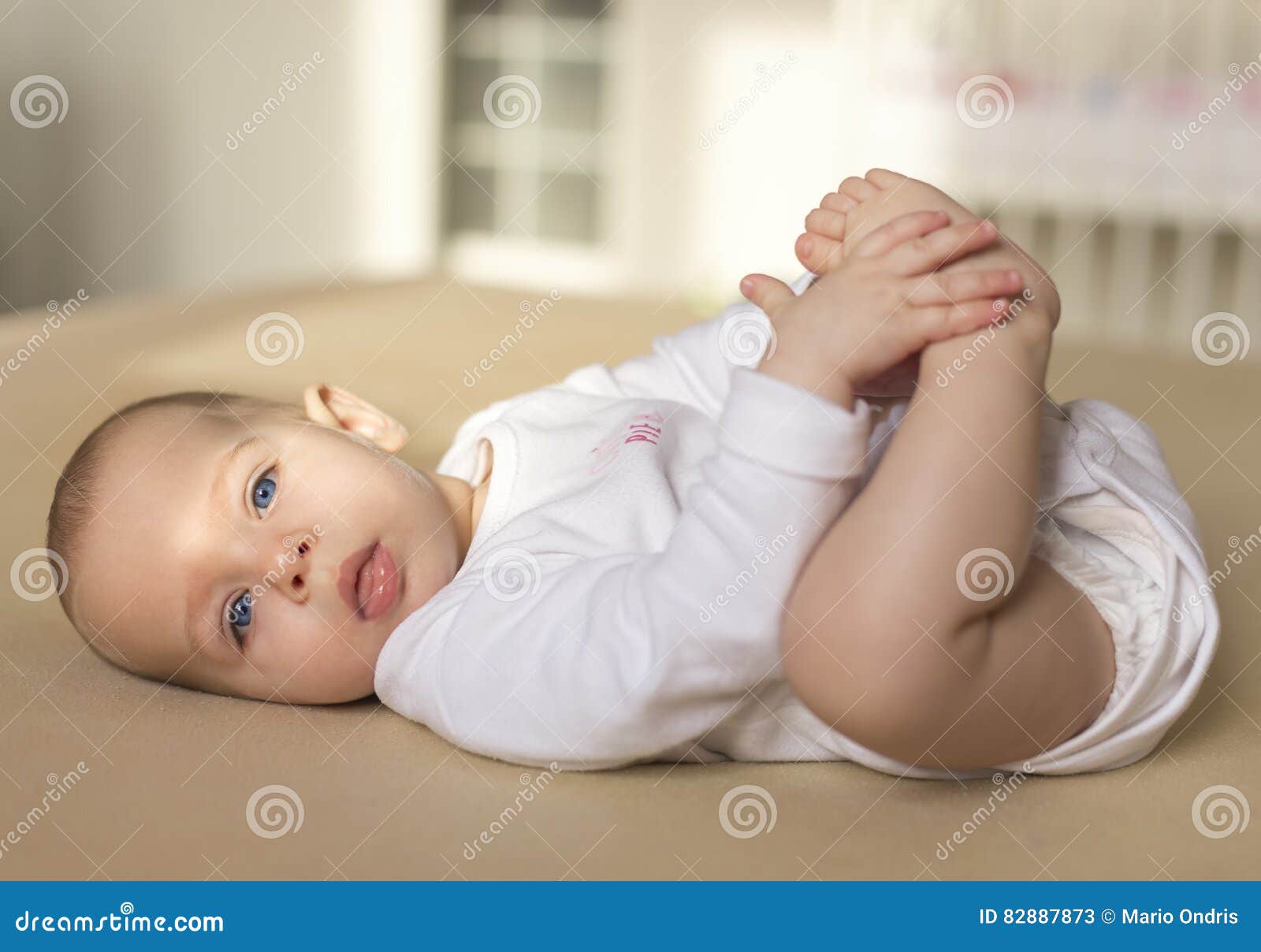 Happy Baby Playing With Feet Stock Image - Image of infant ...