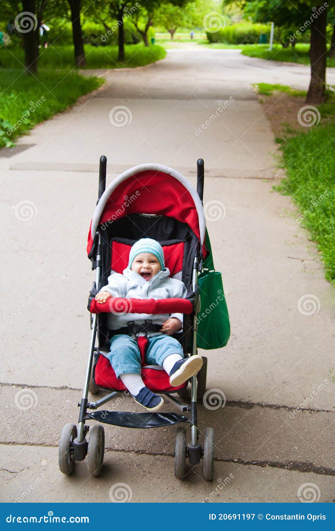 baby on a stroller