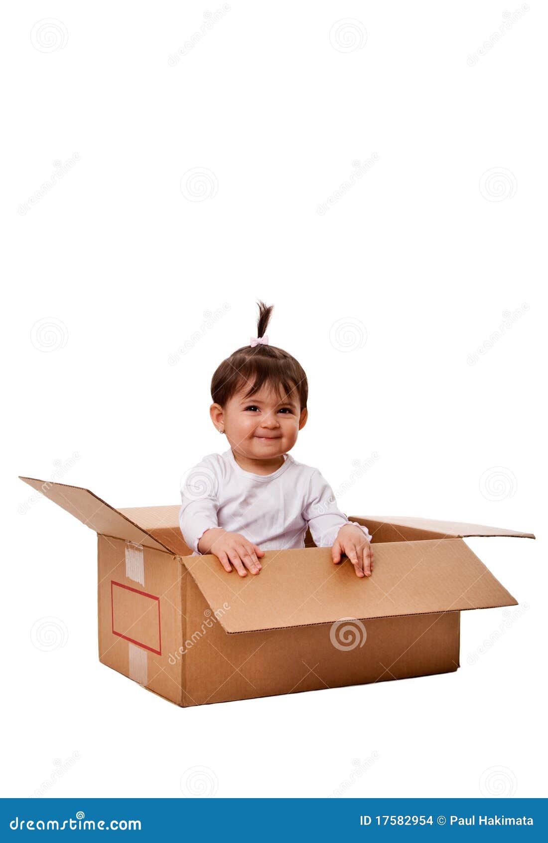 Happy baby in surprise box stock photo. Image of explore 17582954