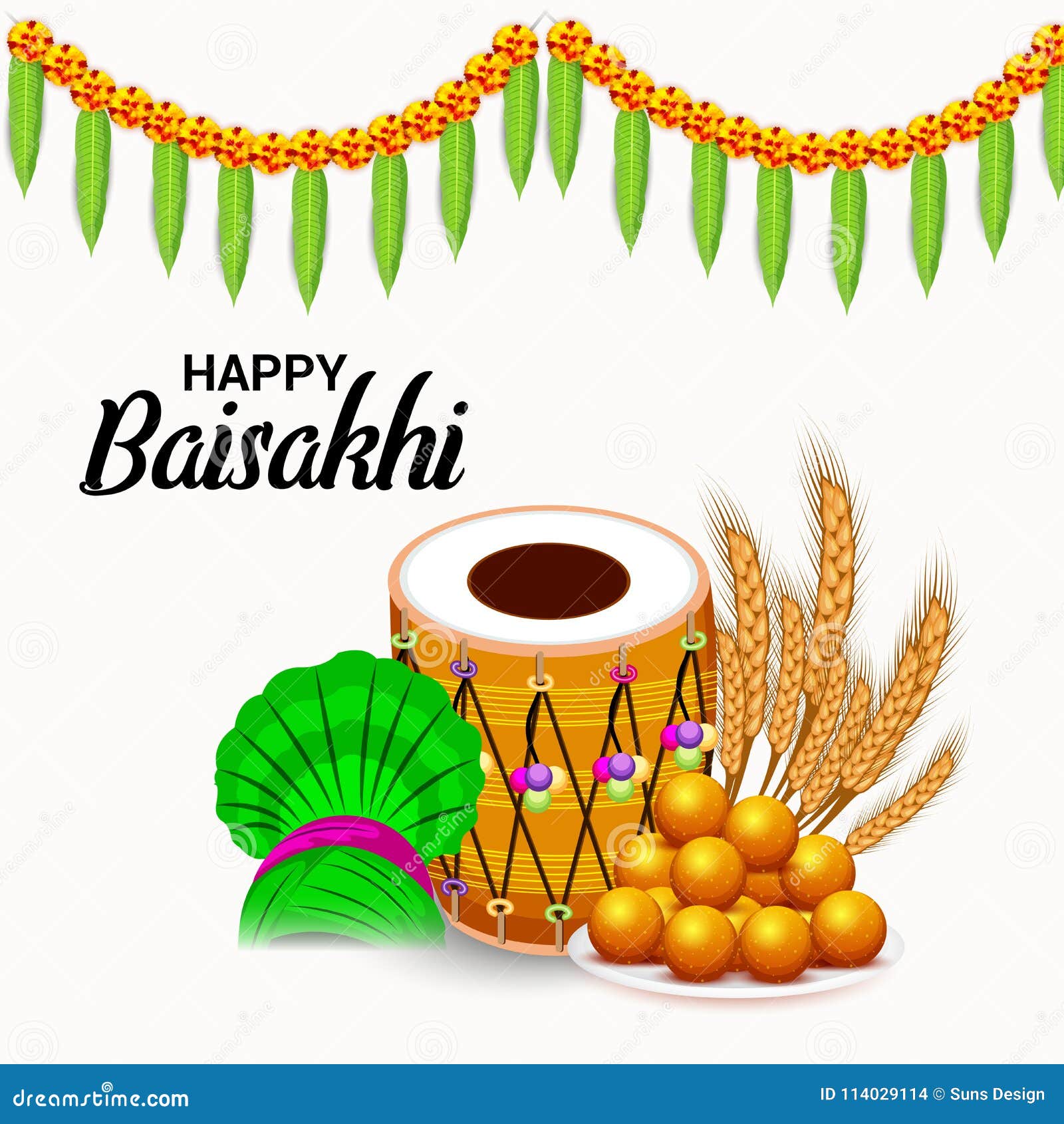 Happy Baisakhi Punjabi Festival Celebration. Stock Illustration -  Illustration of background, harvest: 114029114