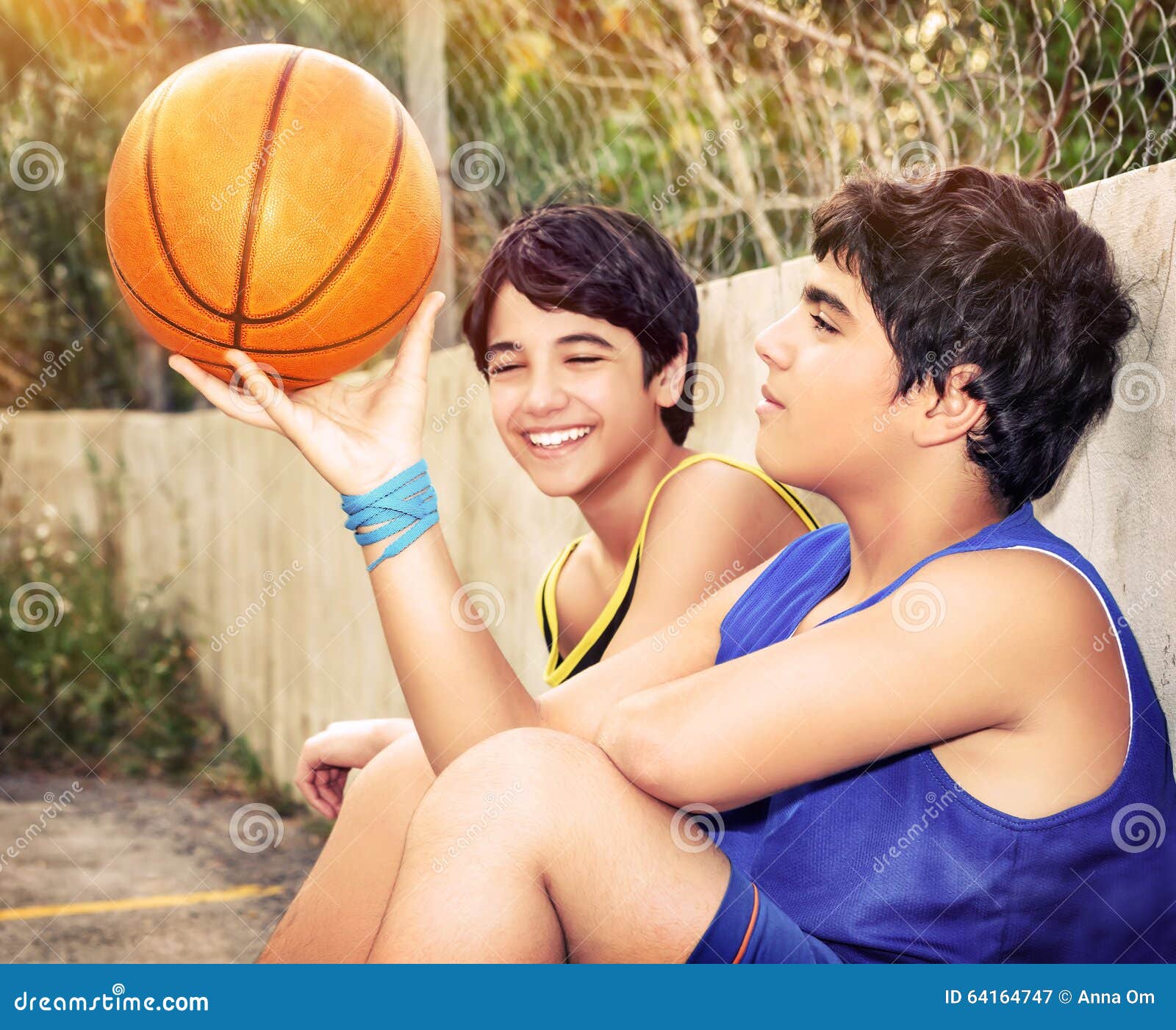 Happy Basketball Players Stock Image Image Of Outside 64164747