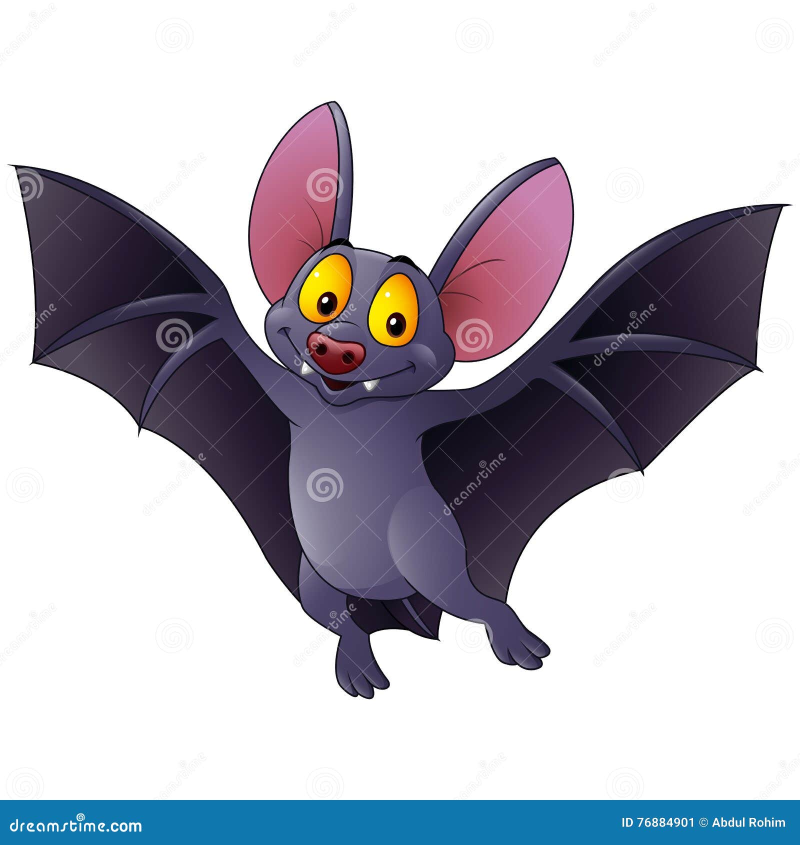 Happy bat cartoon flying stock vector. Illustration of grey 76884901