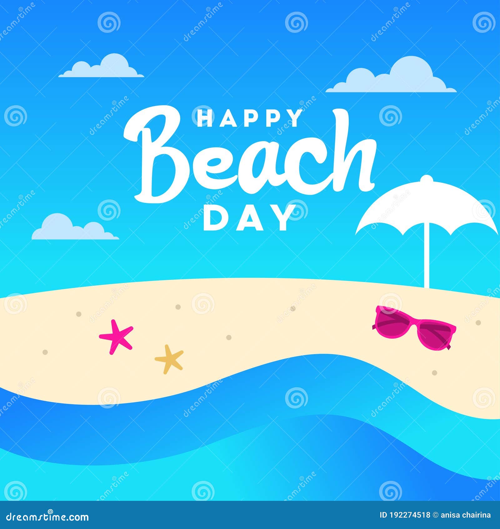 Happy Beach Day Vector Design Illustration for Celebrate Moment Stock