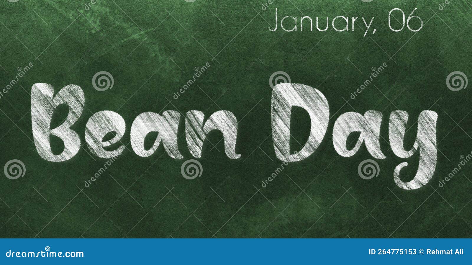 Happy Bean Day, January 06. Calendar of January Chalk Text Effect