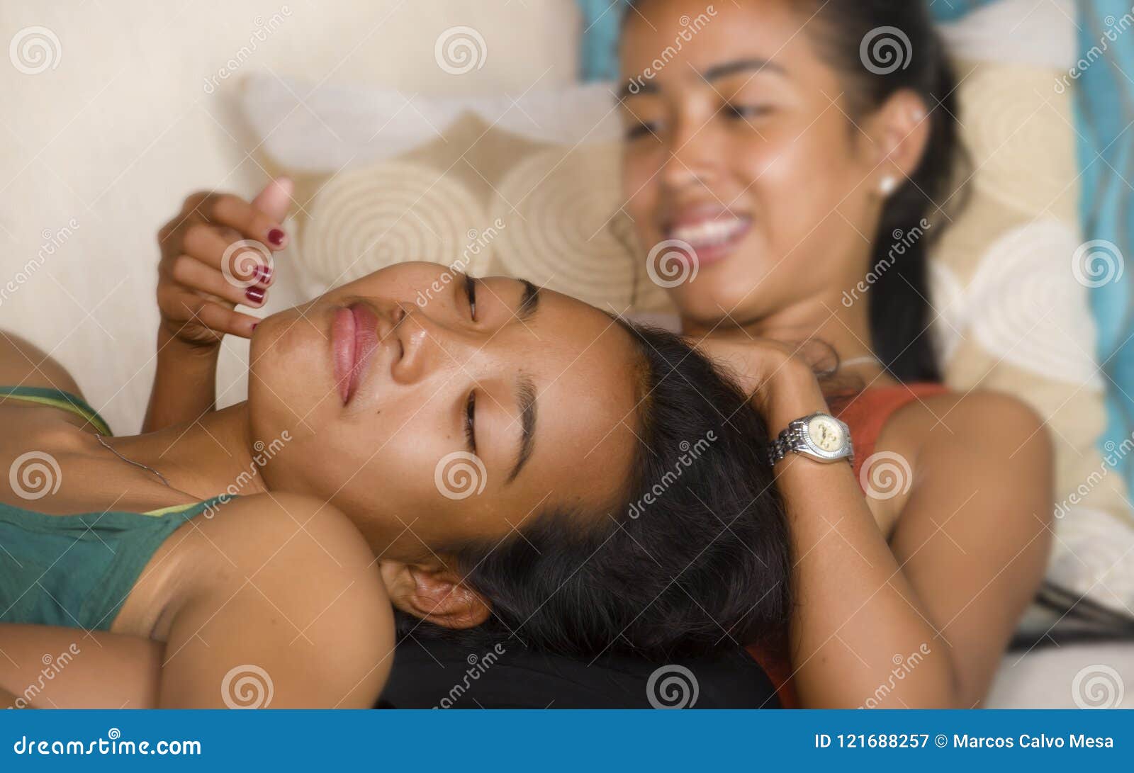 Nice Japanese lesbian broads having fun together