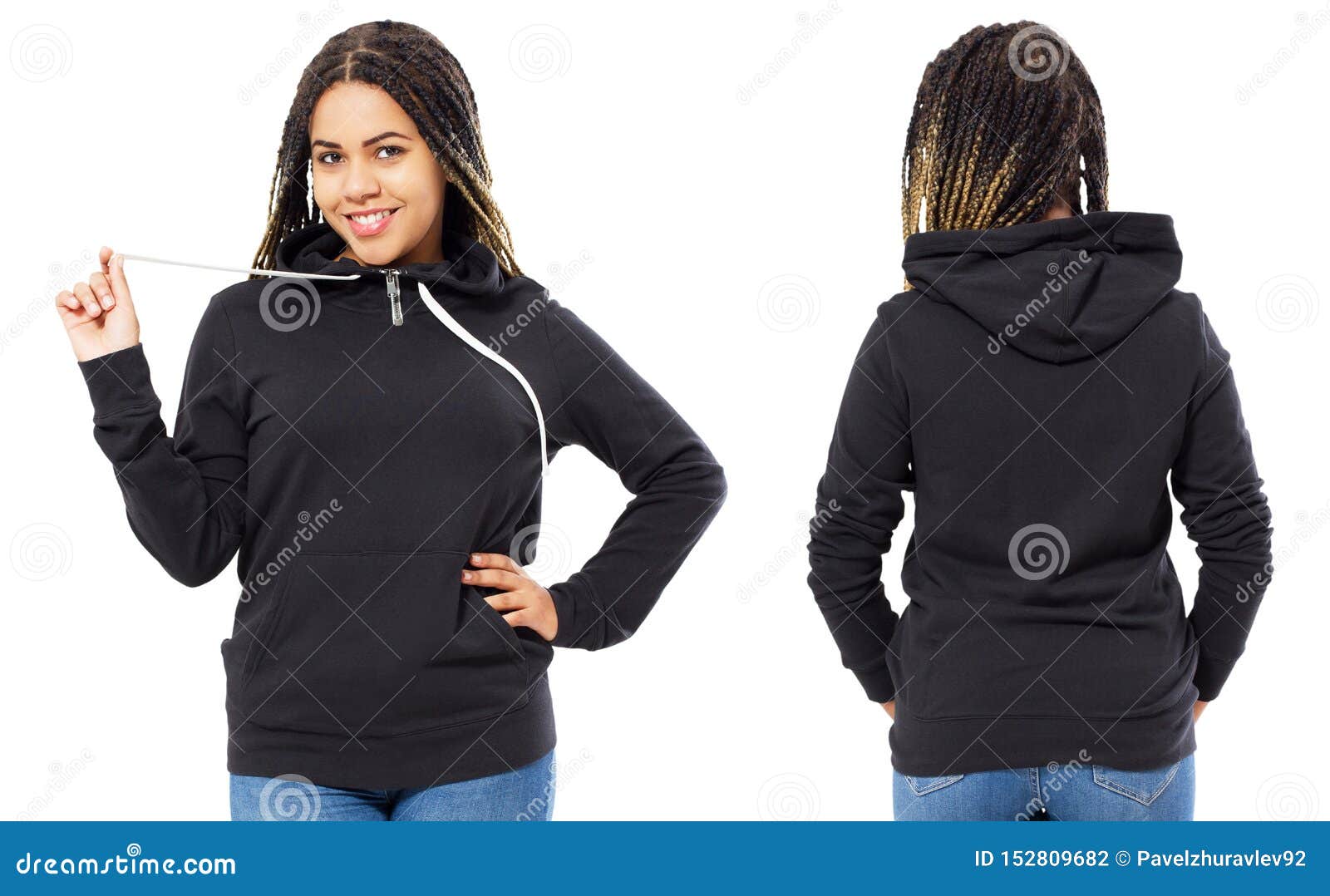 Download Happy Beautiful Black Girl In Sweatshirt Front And Back ...