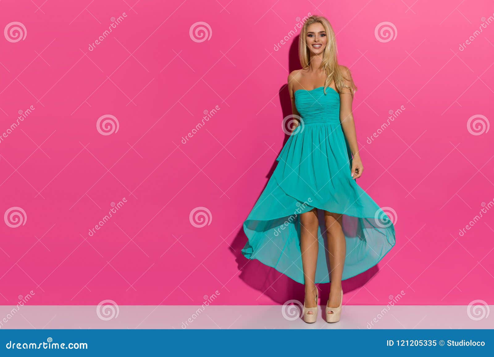 Turquoise Dress and Blonde Hair Outfit - wide 6
