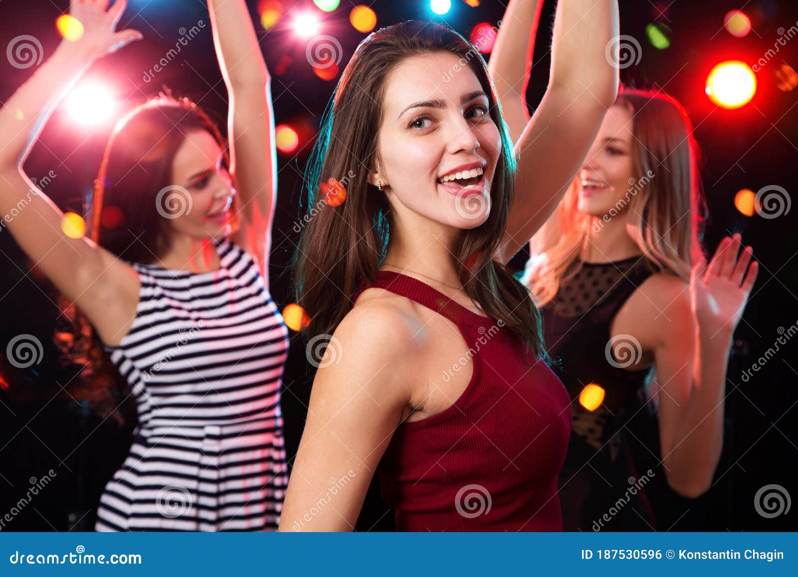 Beautiful Girls Have Fun at a Christmas Party Stock Photo - Image of ...