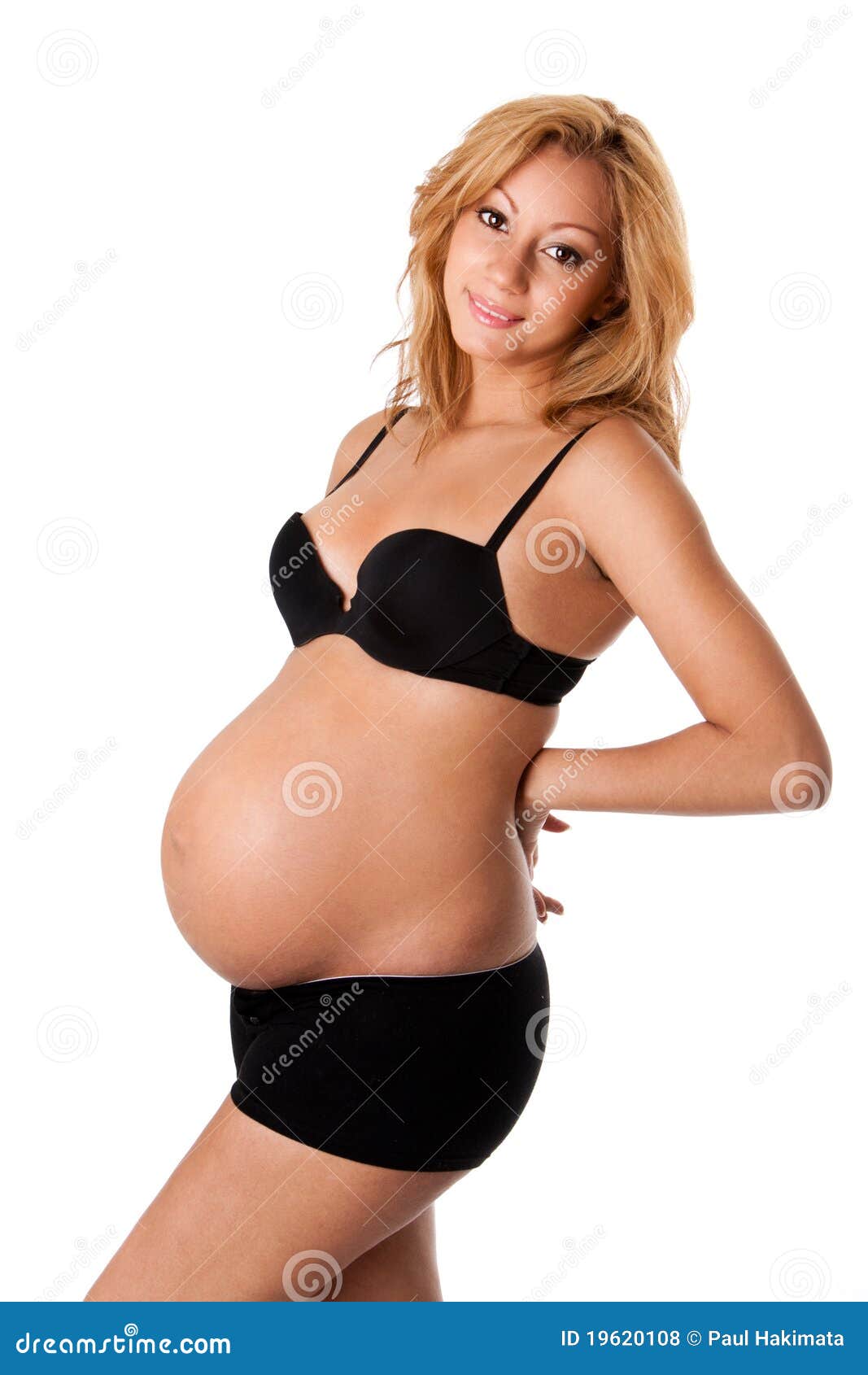 Pregnant African American Woman Bra Panties Stock Photo - Image of