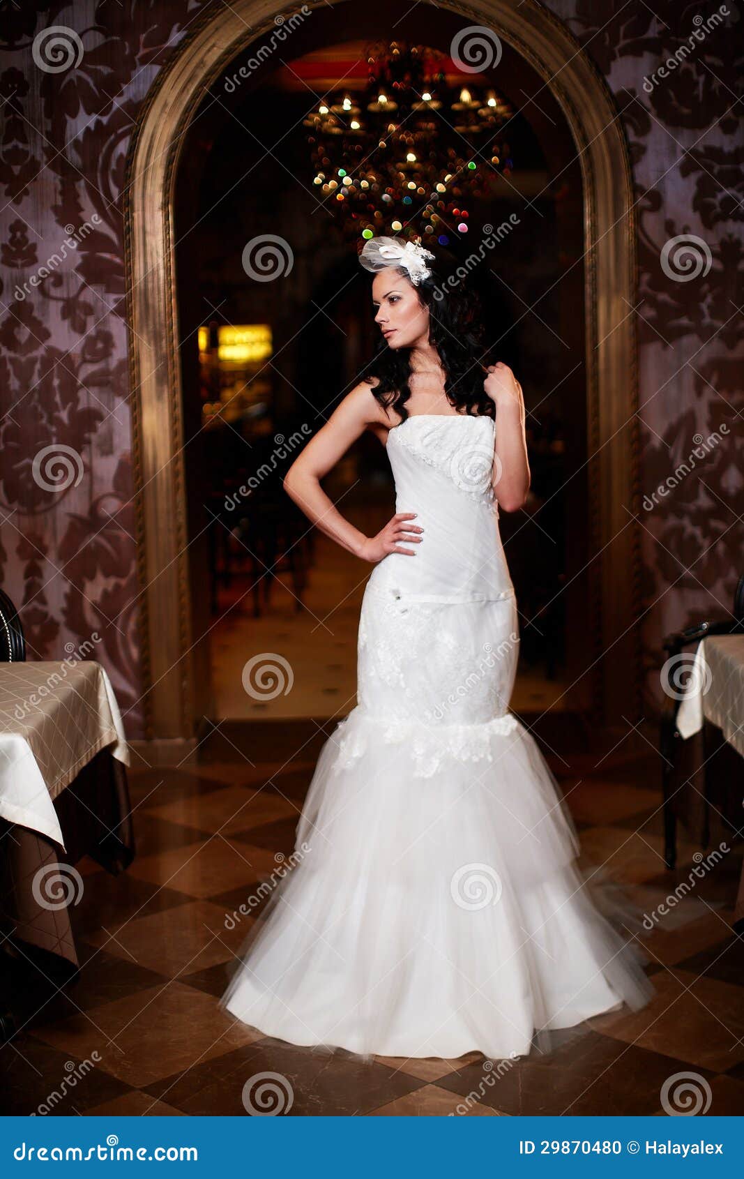 Beautiful Bride In White Wedding Dress Stock Photo Image