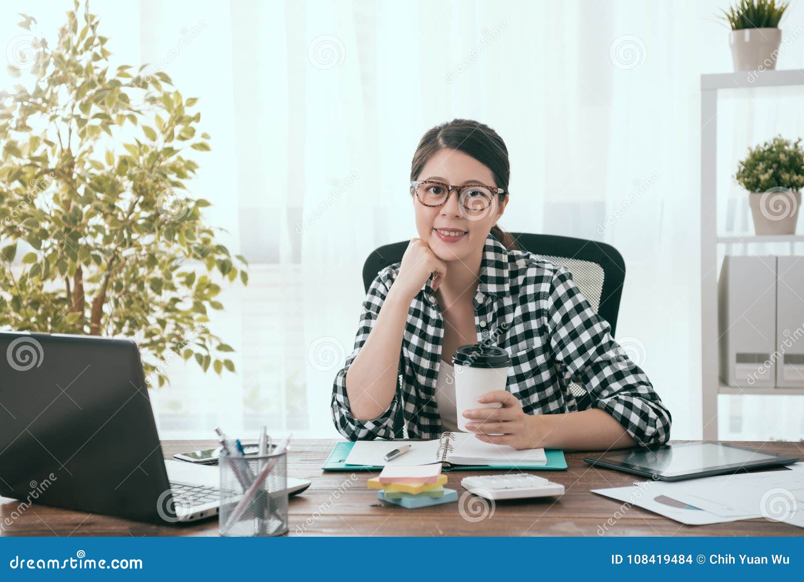 Happy Beauty Girl Office Worker Looking at Camera Stock Photo - Image ...