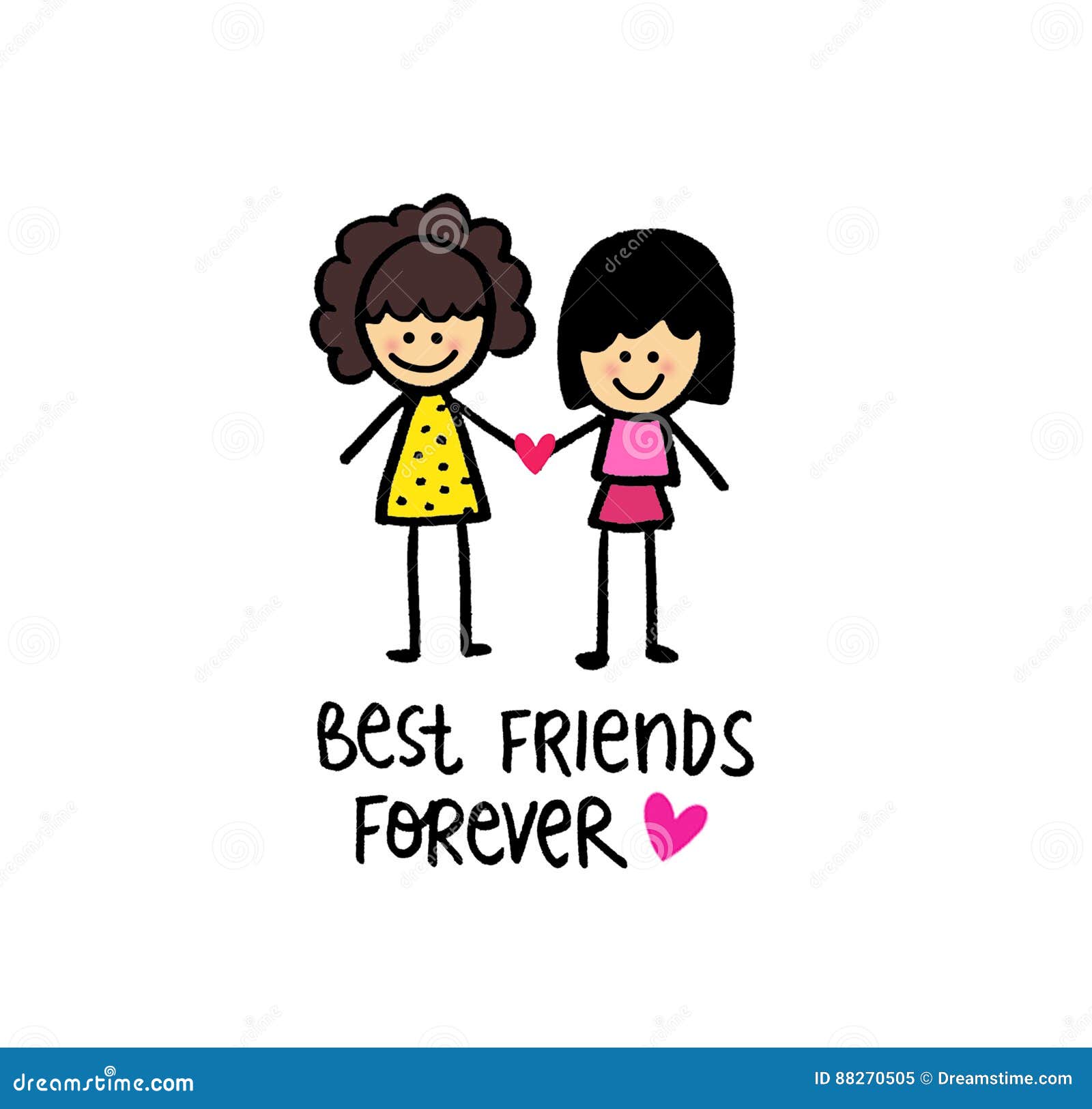 Happy Best Friends Forever. Girls Stock Illustration ...