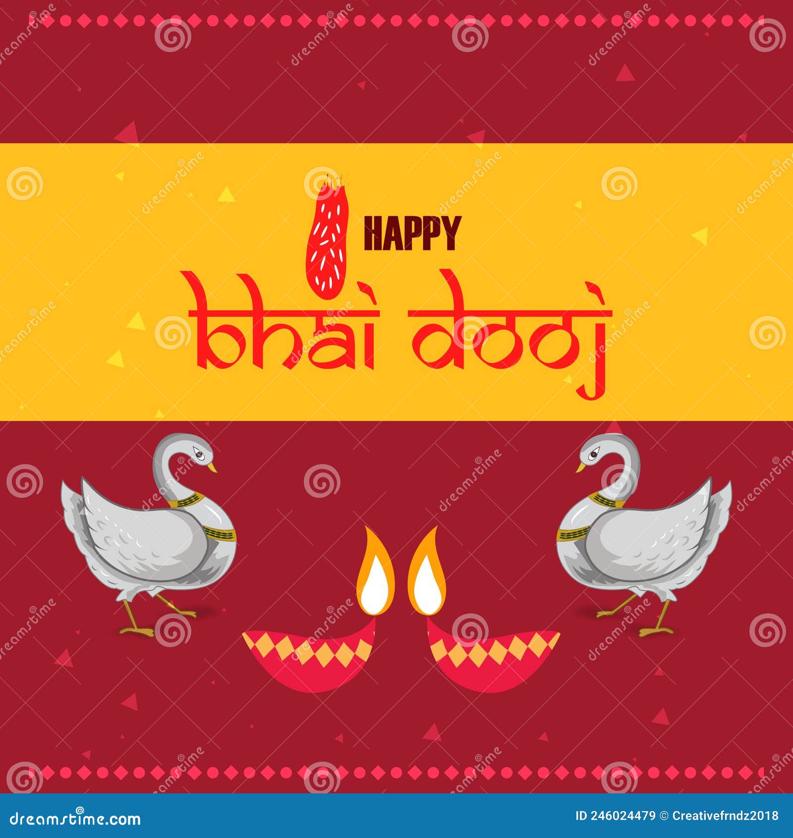 Happy bhai dooj wishes greeting card design Vector Image